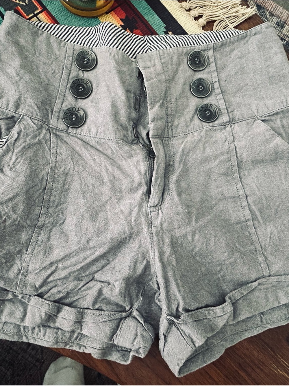 Arbor Gray Button-Front Women’s Shorts